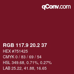 カラーコード: RGB 117.9 20.2 37 | qconv.com