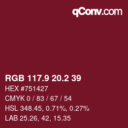 Color code: RGB 117.9 20.2 39 | qconv.com