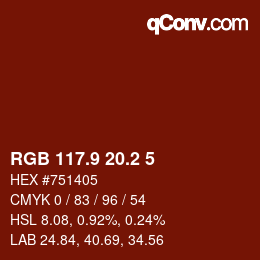 Color code: RGB 117.9 20.2 5 | qconv.com