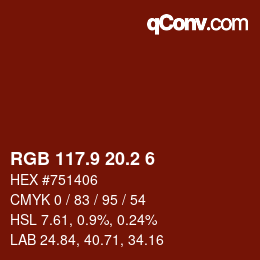 Color code: RGB 117.9 20.2 6 | qconv.com