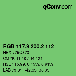 カラーコード: RGB 117.9 200.2 112 | qconv.com