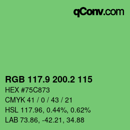 カラーコード: RGB 117.9 200.2 115 | qconv.com