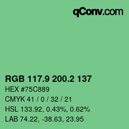 カラーコード: RGB 117.9 200.2 137 | qconv.com