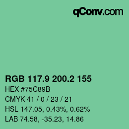 カラーコード: RGB 117.9 200.2 155 | qconv.com