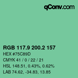 カラーコード: RGB 117.9 200.2 157 | qconv.com