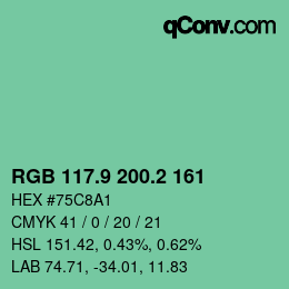 カラーコード: RGB 117.9 200.2 161 | qconv.com