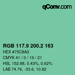 カラーコード: RGB 117.9 200.2 163 | qconv.com