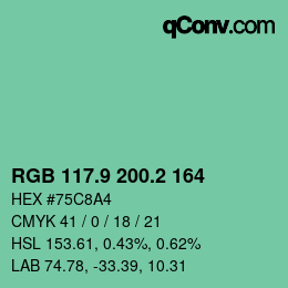 カラーコード: RGB 117.9 200.2 164 | qconv.com