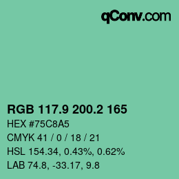 カラーコード: RGB 117.9 200.2 165 | qconv.com