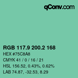 Color code: RGB 117.9 200.2 168 | qconv.com