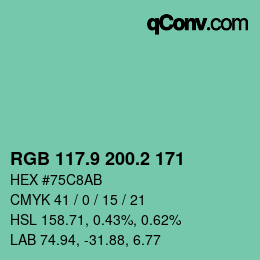 カラーコード: RGB 117.9 200.2 171 | qconv.com