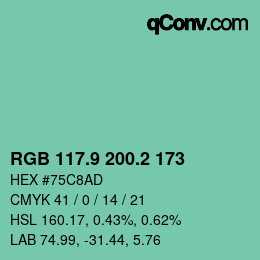 Color code: RGB 117.9 200.2 173 | qconv.com