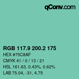 カラーコード: RGB 117.9 200.2 175 | qconv.com