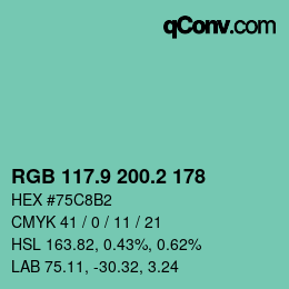Farbcode: RGB 117.9 200.2 178 | qconv.com