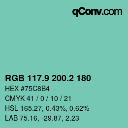 カラーコード: RGB 117.9 200.2 180 | qconv.com