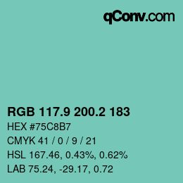 Color code: RGB 117.9 200.2 183 | qconv.com