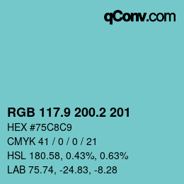 カラーコード: RGB 117.9 200.2 201 | qconv.com