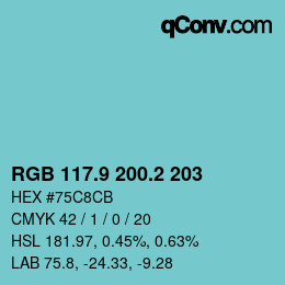 Color code: RGB 117.9 200.2 203 | qconv.com