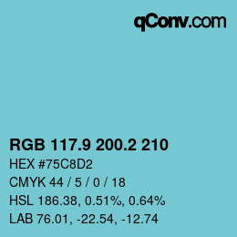 カラーコード: RGB 117.9 200.2 210 | qconv.com