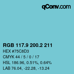 Farbcode: RGB 117.9 200.2 211 | qconv.com