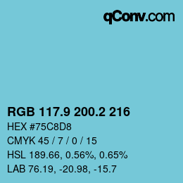 Color code: RGB 117.9 200.2 216 | qconv.com