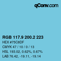 Color code: RGB 117.9 200.2 223 | qconv.com
