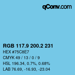 Color code: RGB 117.9 200.2 231 | qconv.com