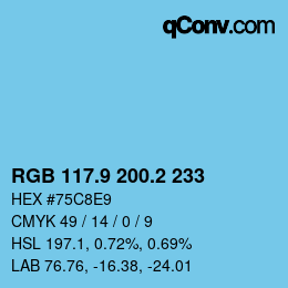 Farbcode: RGB 117.9 200.2 233 | qconv.com