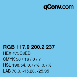 Color code: RGB 117.9 200.2 237 | qconv.com