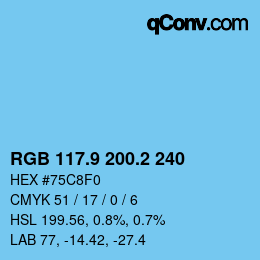 Farbcode: RGB 117.9 200.2 240 | qconv.com