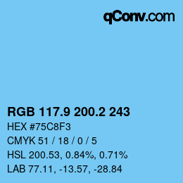 Color code: RGB 117.9 200.2 243 | qconv.com
