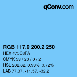 Farbcode: RGB 117.9 200.2 250 | qconv.com