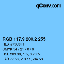Color code: RGB 117.9 200.2 255 | qconv.com