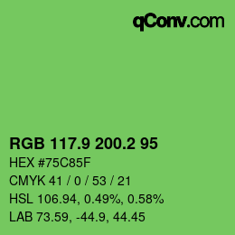 カラーコード: RGB 117.9 200.2 95 | qconv.com