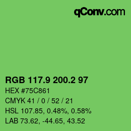 カラーコード: RGB 117.9 200.2 97 | qconv.com