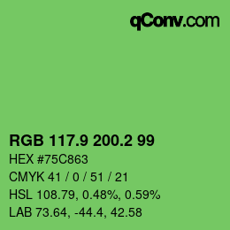 カラーコード: RGB 117.9 200.2 99 | qconv.com