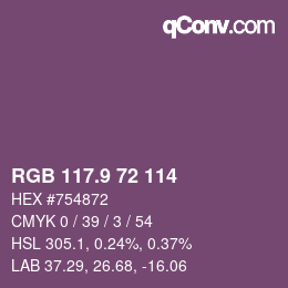 カラーコード: RGB 117.9 72 114 | qconv.com
