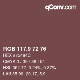 Color code: RGB 117.9 72 76 | qconv.com