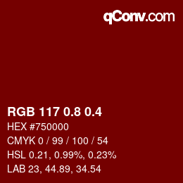 カラーコード: RGB 117 0.8 0.4 | qconv.com