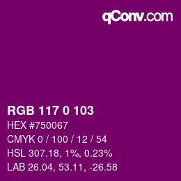 Color code: RGB 117 0 103 | qconv.com
