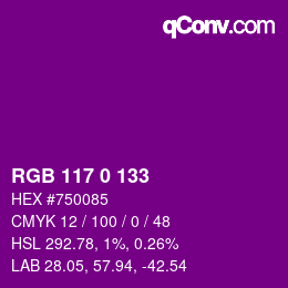Color code: RGB 117 0 133 | qconv.com