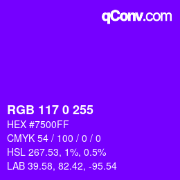Color code: RGB 117 0 255 | qconv.com