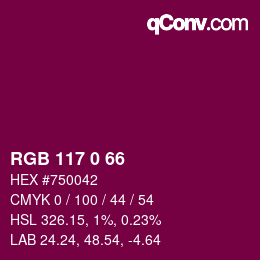 Color code: RGB 117 0 66 | qconv.com