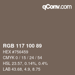 Código de color: RGB 117 100 89 | qconv.com