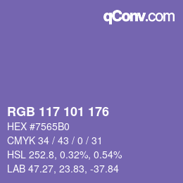 颜色代码: RGB 117 101 176 | qconv.com