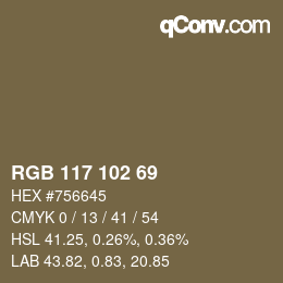 カラーコード: RGB 117 102 69 | qconv.com