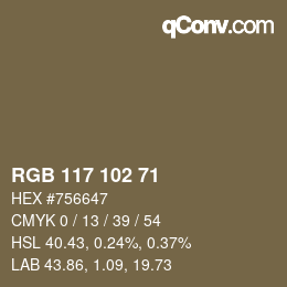 颜色代码: RGB 117 102 71 | qconv.com