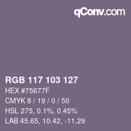 Color code: RGB 117 103 127 | qconv.com
