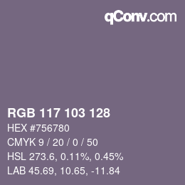 Color code: RGB 117 103 128 | qconv.com