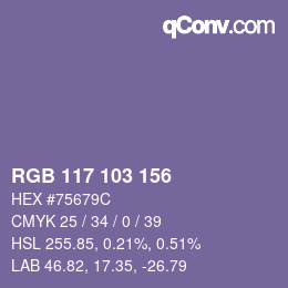 カラーコード: RGB 117 103 156 | qconv.com